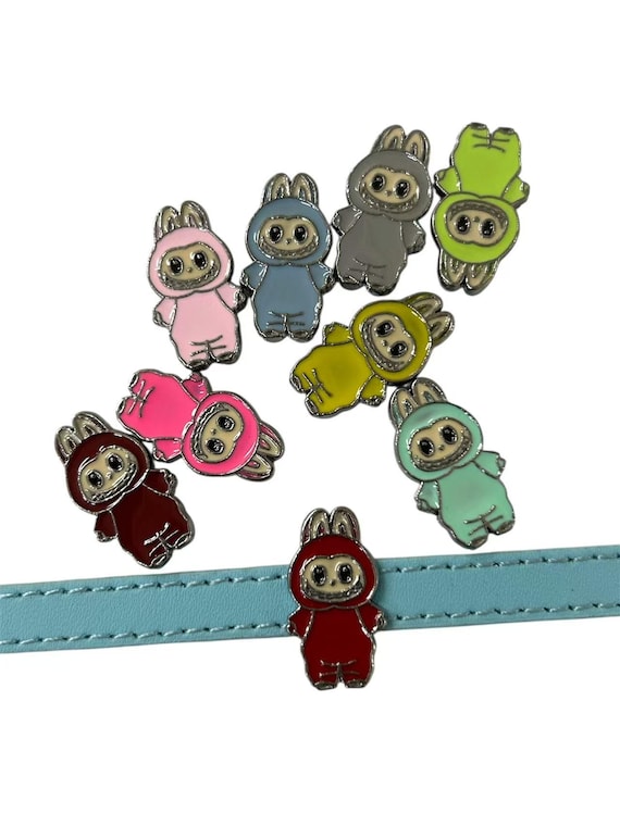 Set of 10pc cartoon bunny Slide Charm Fits 8mm Wristband for Jewelry / Crafting