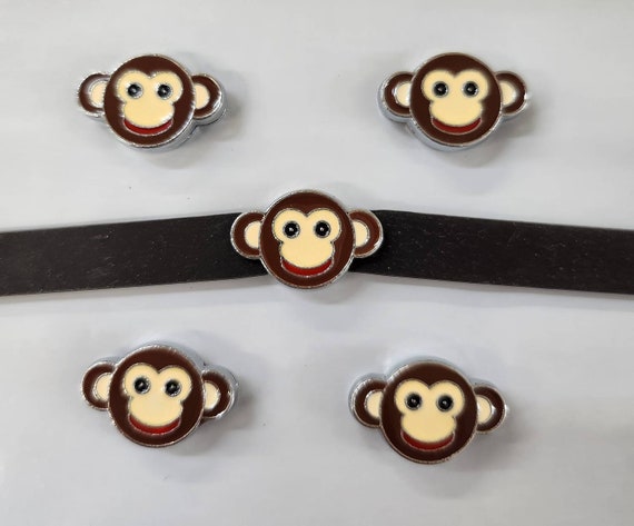 Set of 10pc Cute Monkey Slide Charm Fits 8mm Wristband for Jewelry / Crafting