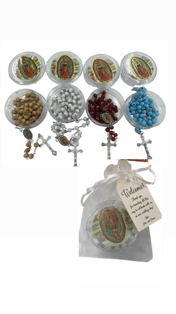 Set of 6-30-50-100 PCS Our Lady of Guadalupe Rosaries Celebration of Life with tag/ Recuerdos para Funeral/ sympathy gift/  condolence
