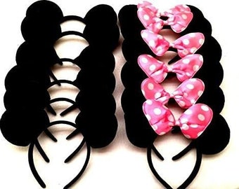 Set of 12 Mickey Minnie Ears / Mickey Minnie Headband / Disney Party / Theme Party / Disney Ears Headband/Mickey minnie party favor