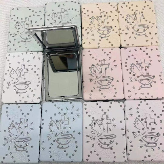 Set of 12 x Baptism Compact Mirror Favor keychain  -Bautizo Recuerdos Baby Angels Makeup Compact /First Communion/ party favor