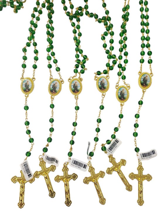 Bulk saint jude glass rosary/ keychain/Jan Judas Tassel for Car Mirror House Pendant Perfect for First Communions , Baptism , Wedding Shower
