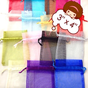 12/24/60/120 of  3"x4" Sheer Drawstring Organza Bags Jewelry Pouches Wedding Party Favor Gift Bags Gift Bags Candy Bag