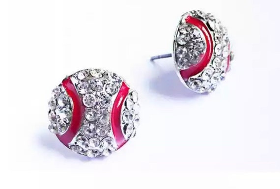 Rhinestone baseball,softball, football, volleyball  stud earrings  / gift for sports mom / spots team / gift for her/sports  mom /