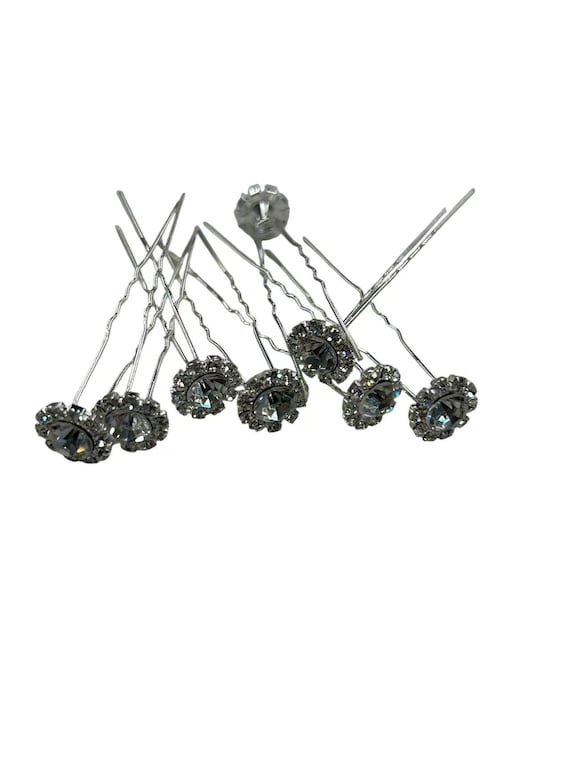 Set of 20 Rhinestone Hair Pin For Wedding Bouquet, Flower Embellishment, Wedding Favor, Bridal Bridal Hair Pin 10mm