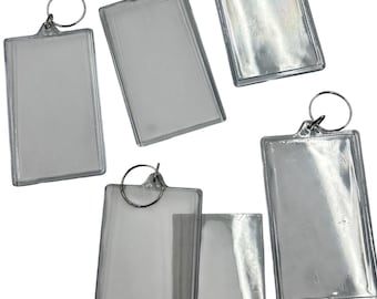 Set 12 x Acrylic Photo Frame Keychain Holder 2 x 4  In Picture Insert Blank Keyring Clear Picture Holder for DIY Craft