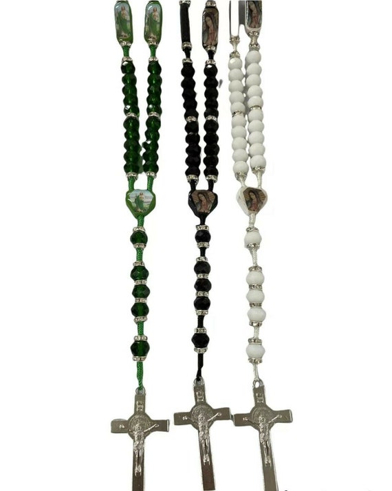 6 x high quality Crystal Lady of Guadalupe and saint jude rosary/ Baptism Favor first communions ,Wedding shower / religious favor