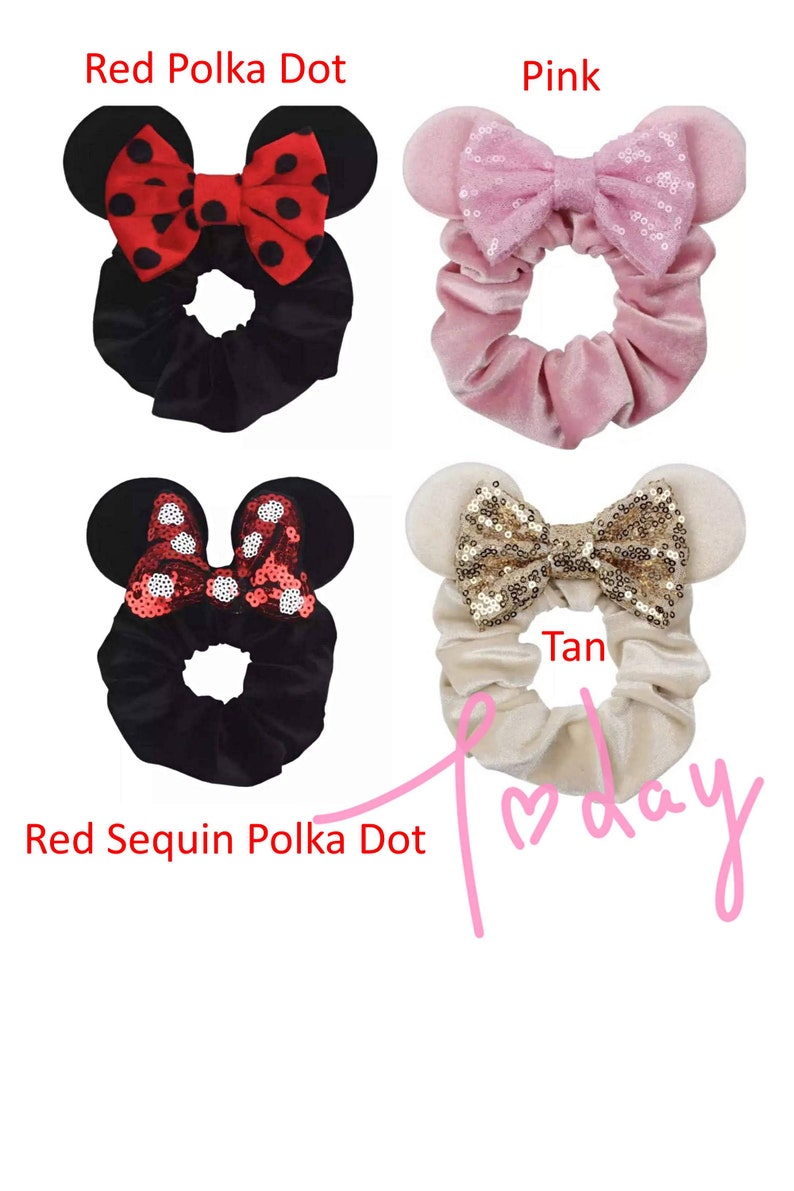 CLEARANCE Mickey Mouse Scrunchie, Minnie Mouse Ears, Black Scrunchies, Disney Scrunchies, Hair Tie, Cute Hair Accessories, Messy Bun image 5