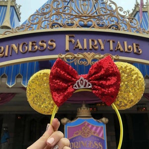 Red yellow Minnie Ears, Beauty beast Ears, Tiara Red Minnie, yellow Mickey Ears, yellow bear princess Mickey Ears, Gold Minnie Ears