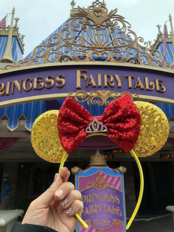 Red yellow Minnie Ears, Beauty beast Ears, Tiara Red Minnie, yellow Mickey Ears, yellow bear princess Mickey Ears, Gold Minnie Ears