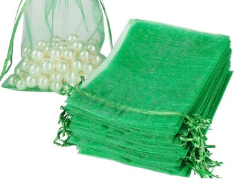 Set of 12/60/120 5x7inches pink white ivory black green Sheer Bags Drawstring, 50 Pcs Jewelry Gift Bags, Mesh Bags Drawstring Gift Bags,