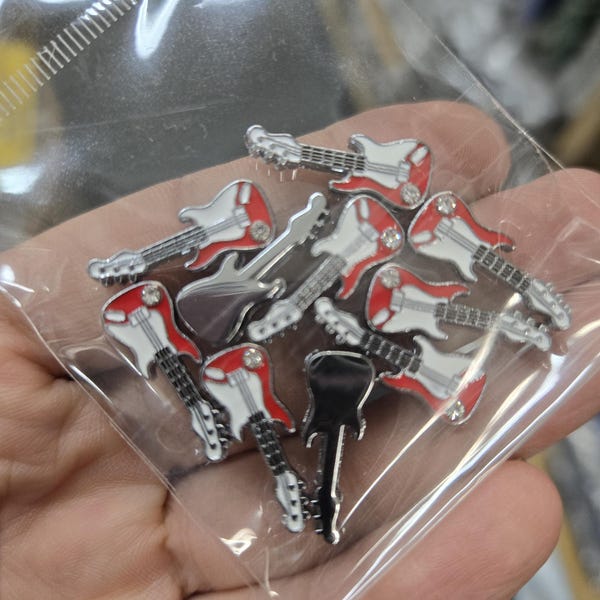 Set of 10 pc rhinestone music guitar/bass  slide charm fits 8mm wristband for jewelry /crafting