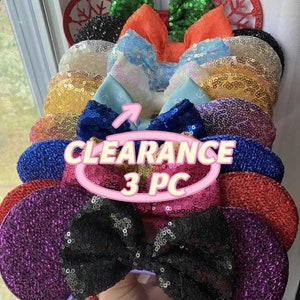 CLEARANCE!   3PC x Mickey Minnie Ears with 5 inches bow /mystery bags / Bundle Minnie ears  /Disney trip/bulk lot