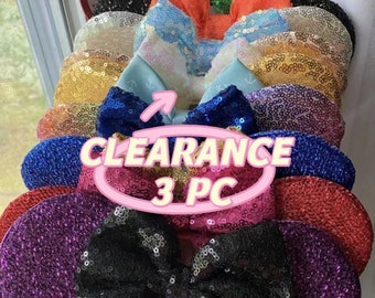 CLEARANCE!   3PC x Mickey Minnie Ears with 5 inches bow /mystery bags / Bundle Minnie ears  /Disney trip/bulk lot