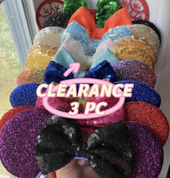 24 pc* Minnie Mickey Mouse Ears Headbands Black Pink Bows Birthday