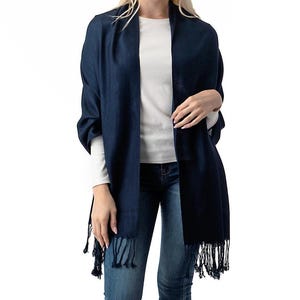 Navy Blue Pashmina Scarf Shawl / Evening wrap Shawl/ mother day  / Bridesmaid Shawl / Bridal Wrap / Blue Wrap / Wedding Shawl / Blue Shawl