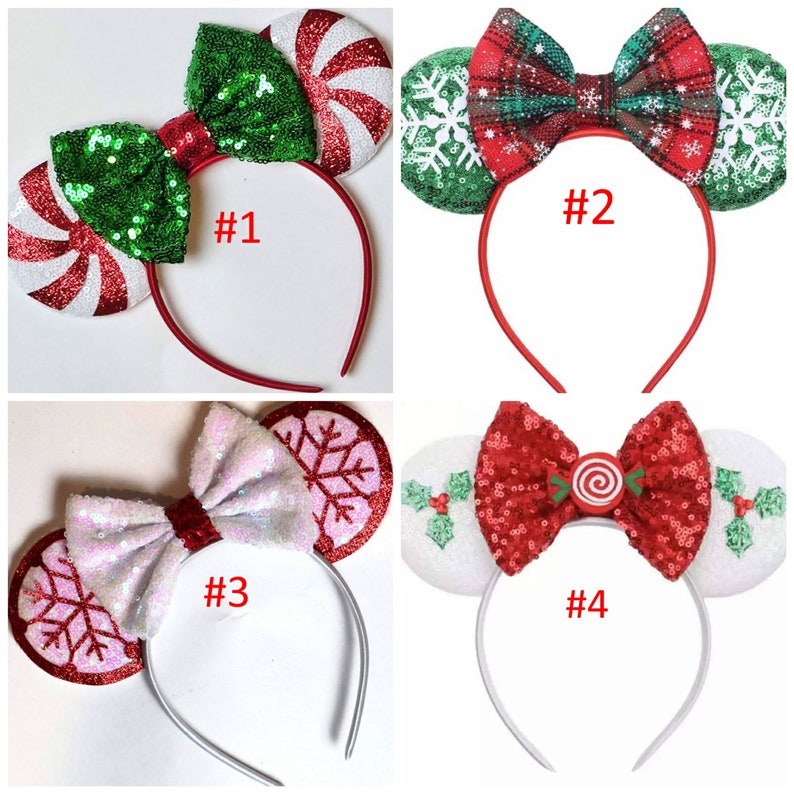 Christmas Mickey Ears Peppermint Candy Ear Headband Mickey | Etsy