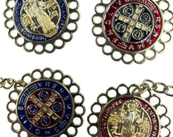 Set 12x  St. Benedict Crucifix Pendant keychains  jerusalem Saint Benedict Cross Charms Pendant for Diy Prayer Necklace keychains 1.5 inches