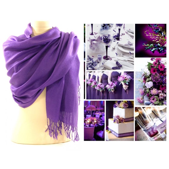 Violet/Purple Pashmina Scarf Shawl / Personalized Initial Shawl / Bridesmaid Shawl / Bridal Shawl / Wedding Shawl / Purple Shawl