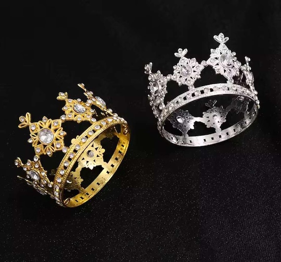 Gold silver Rhinestone Crown for Birthday Decoration for Girl Cake Crown Dessert Topper Wedding Decorations Rhinestone cake topper3.15"x2.1'