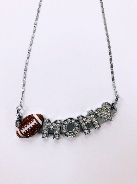 Rhinestone Football Mom Necklace baseball Necklace Football Jewelry Football Gifts Football Accessories Personalized Necklace Gift