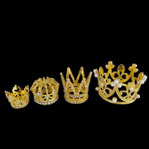 Small tiny medium Rhinestone gold Crown for doll/ cup Cake / tumbler /crown tiara charms for necklace /gold silver Full Crown  / 3d crown