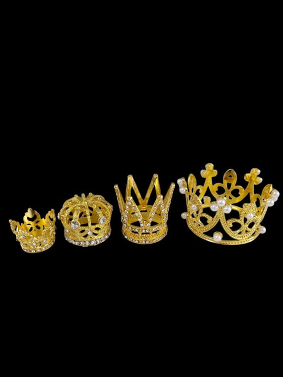 Small tiny medium Rhinestone gold Crown for doll/ cup Cake / tumbler /crown tiara charms for necklace /gold silver Full Crown  / 3d crown