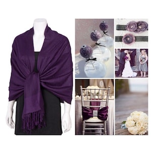 Eggplant Purple Pashmina Scarf Shawl / Mothers day Christmas gift l / Bridesmaid Shawl / Bridal Wrap / Purple Wrap / Wedding Shawl