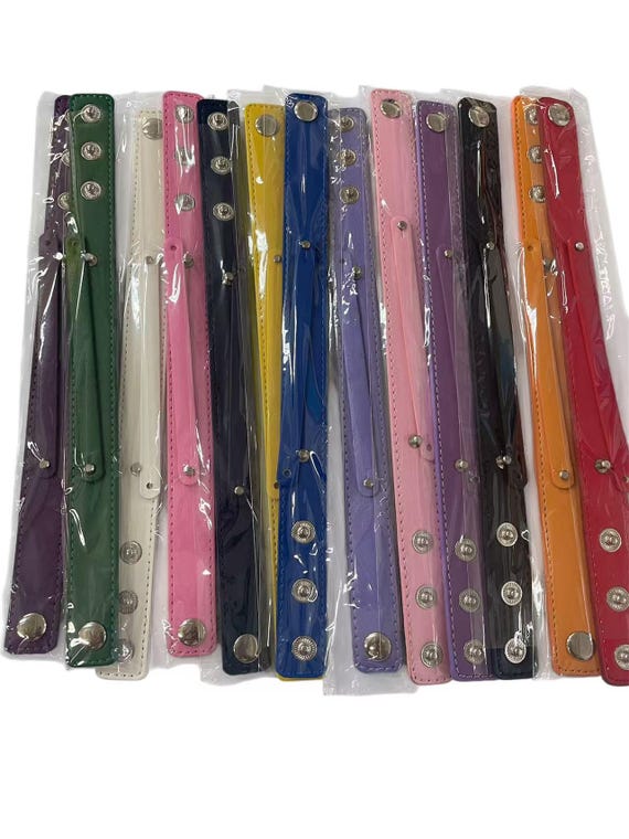 EXTRA LONG 9 inches Faux Leather Wrist Slide Snap Bracelet / Bangle Style / DIY Fits 8mm Letters and Charms / Wholesale Bulk Bracelets