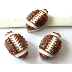 Set of 2pc Rhinestone Sports Football Charm Fits 8mm Wristband / Crafting / Phone Deco / DIY Jewelry