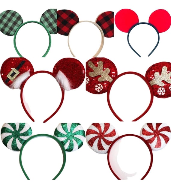 Christmas for Boy Mickey Ears,  Peppermint candy  ear headband,  Mickey Ears, Christmas Minnie Ears, santa MickeyEars, Disney Ears