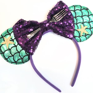 Ariel Mickey Ears, Ariel Ears, Little Mermaid Ears, Little Mermaid Mickey Ears, Purple Minnie Ears, Disney Ears, Minnie Ears