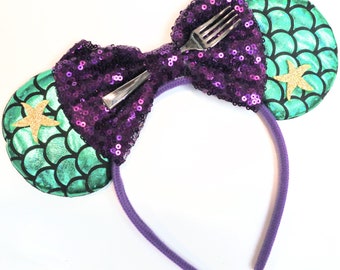 Ariel Mickey Ears, Ariel Ears, Little Mermaid Ears, Little Mermaid Mickey Ears, Purple Minnie Ears, Disney Ears, Minnie Ears