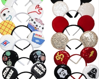 GEEN BOOG Mickey Mouse oren hoofdband/zwart/zilver/Mickey oren geen boog diy Minnie/oren voor jongen/bulk Mickey oren feestartikelen/