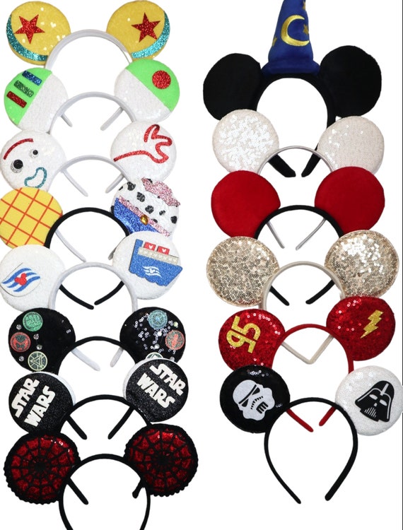 NO BOW Mickey Mouse Ears Headband /Black/ Silver/Mickey ears no bow diy Minnie /  Ears for boy / Bulk Mickey Ears Party Supplies/