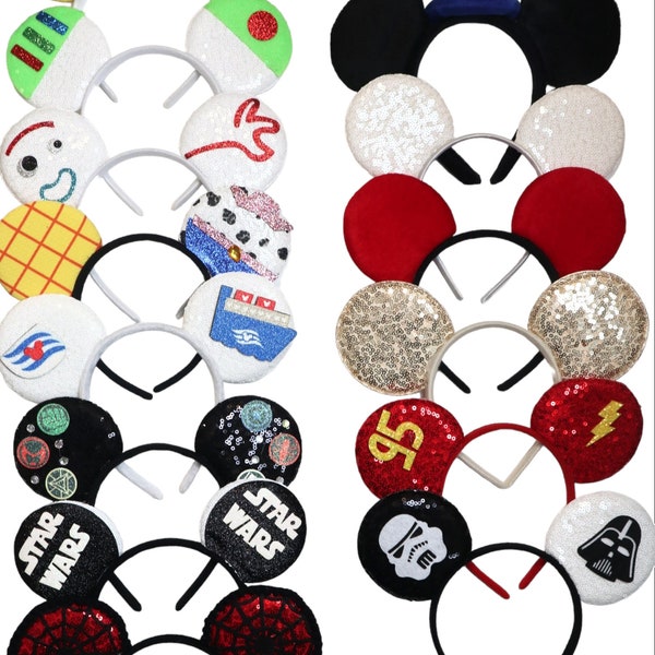 NO BOW  Mouse Ears Headband /Black/ Silver/Mickey ears no bow /  Ears for boy / Bulk Mickey Ears Party Supplies/