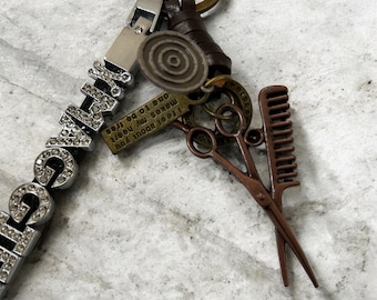 Portachiavi personalizzato con nome per cosmetologo, parrucchiere e stilista / regali per stilisti / idee regalo di compleanno per Natale / regali per parrucchieri