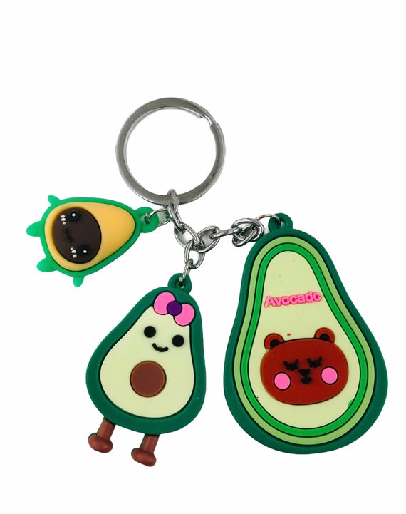 Cute 3D Avocado Cartoon Charactor Keychain Bag Purse Birthday gift idea, Avocado emoji