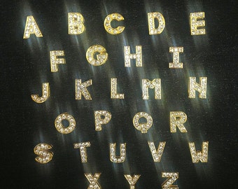52pc Gold Rhinestone Letters A-Z ( 2 each ) Alphabet English