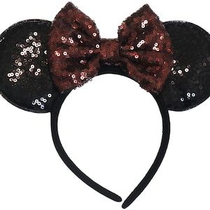 Brown Sequin Mickey Minnie Ears / Brown  Minnie Mouse Ears / Brown Disney Ears / Brown  Headband / Brown  Worlds