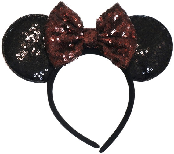 Brown Sequin Mickey Minnie Ears / Brown  Minnie Mouse Ears / Brown Disney Ears / Brown  Headband / Brown  Worlds
