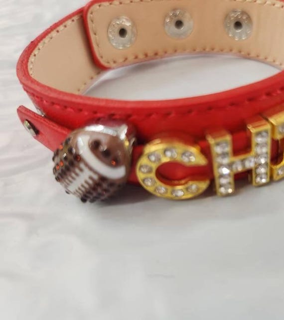 Rhinestone Football Bracelet /  or personized your own football team or name bracelet /