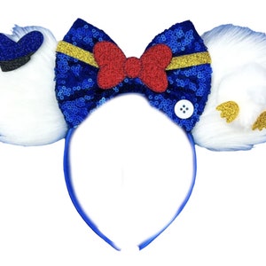 white blue fur Inspired Minnie Mouse Ears Headband / fluffy Ears / cute Duck Ears / purple white Minnie Ears /
