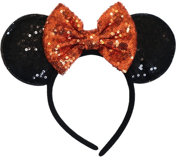 Halloween Minnie Mouse Sequin Ears Orange Mickey Mouse Sequin Halloween Ears Orange Mickey Ears/Disney party