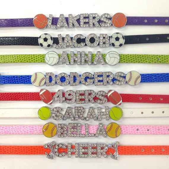 Custom Design Sports Team Football/Baseball/Basketball/Soccer/Cheerleader/Softball/Tennis/Volleyball Bracelets (Up to 7 letters & 2 charms)