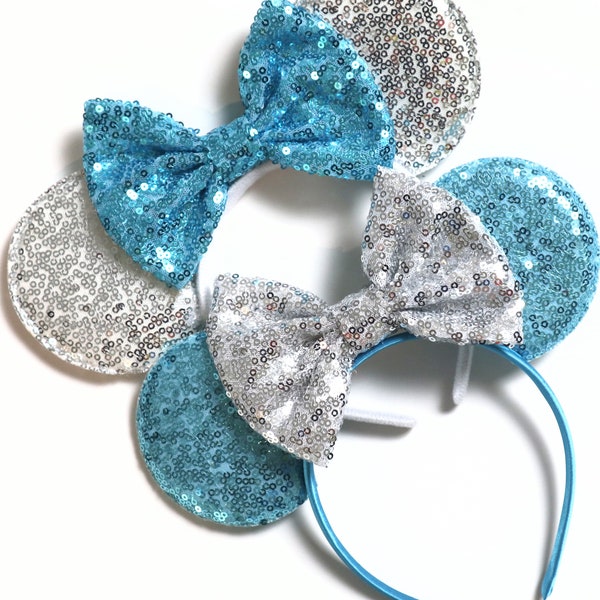 Cinderella Inspired Minnie Mouse Ears , Blue Mickey Mouse Ears, Princess Ears, Cinderella Minnie Ears, Cinderella Mickey Mouse Ears, Disney