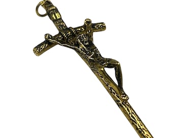 Set of 12x  gold tone vintage Supplies Alloy Enamel Saint Benedict Cross Charms Pendant for Diy Prayer Necklace making rosary  Catholic 2.5”