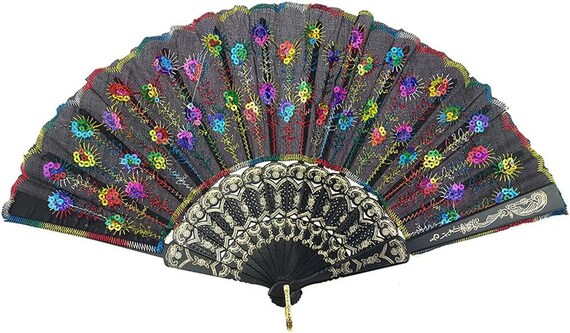rainbow pink folding fan with gift bag for summer wedding party decor /rainbow party table setting/ Bridgeton party / wedding favor