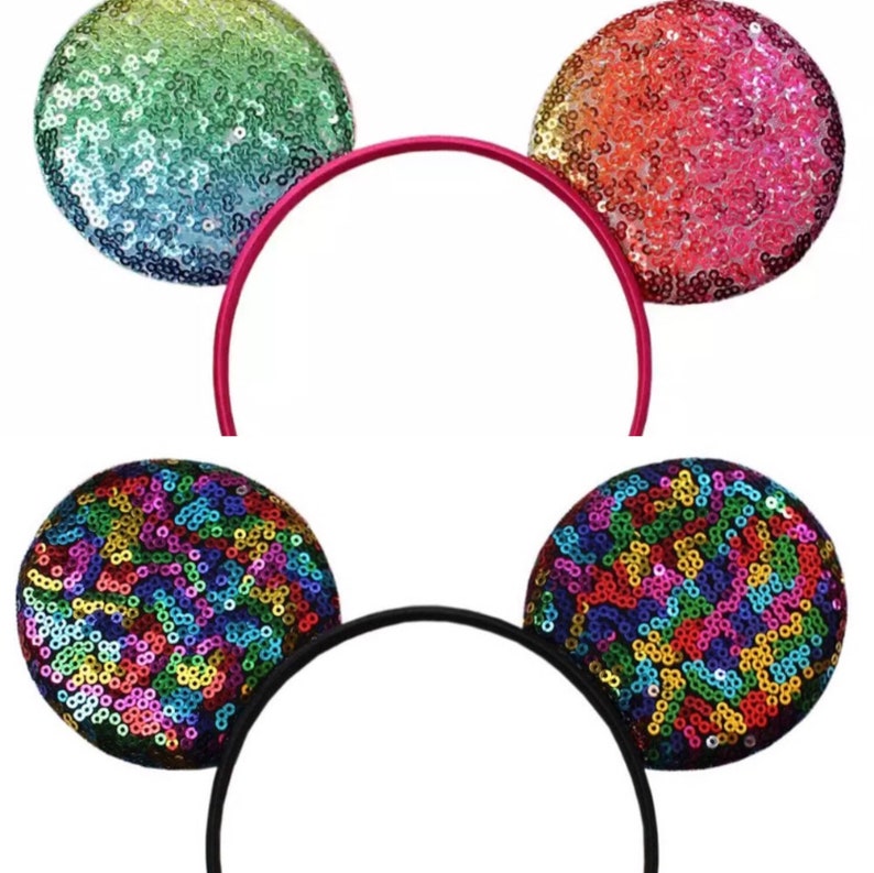 Rainbow Sparkly DIY Mouse Ears Rainbow Sequin DIY Mouse Ears image 0