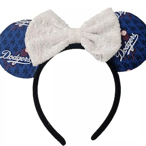 Dodgers inspried Minnie Mouse Ears, Baseball Disney Ears, Baseball Ears, LA Minnie Mouse Ears, Los Angeles Mouse Ears, Mickey Mouse Ears